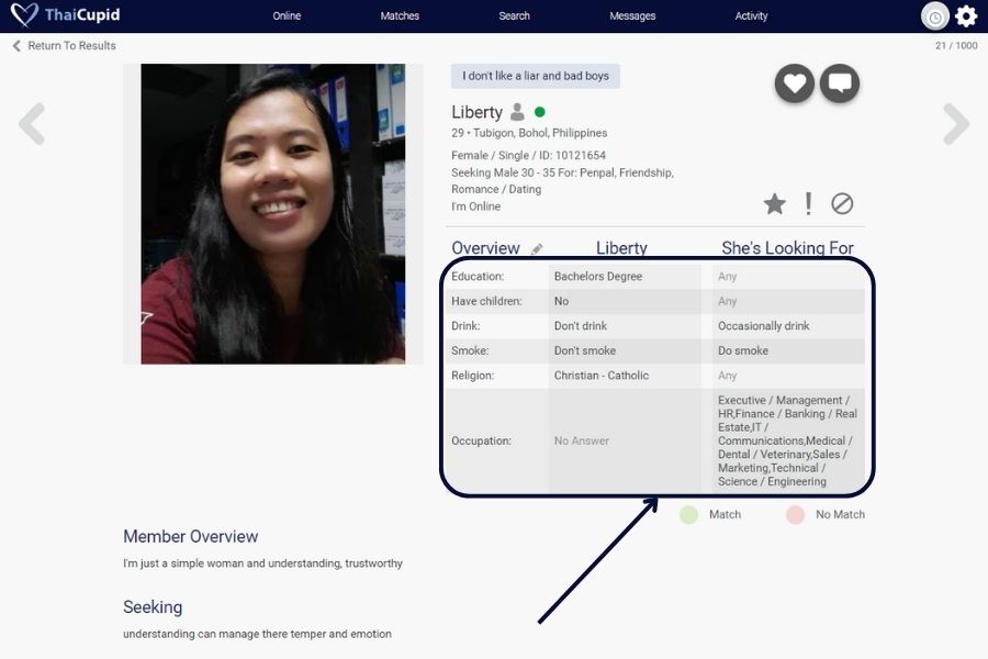 Profile on ThaiCupid