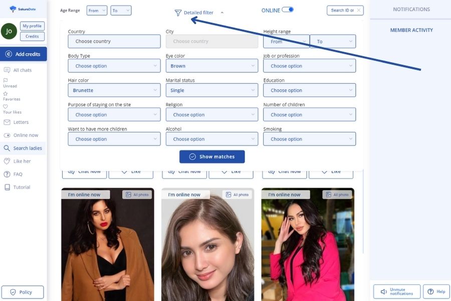 Sakura date search filters