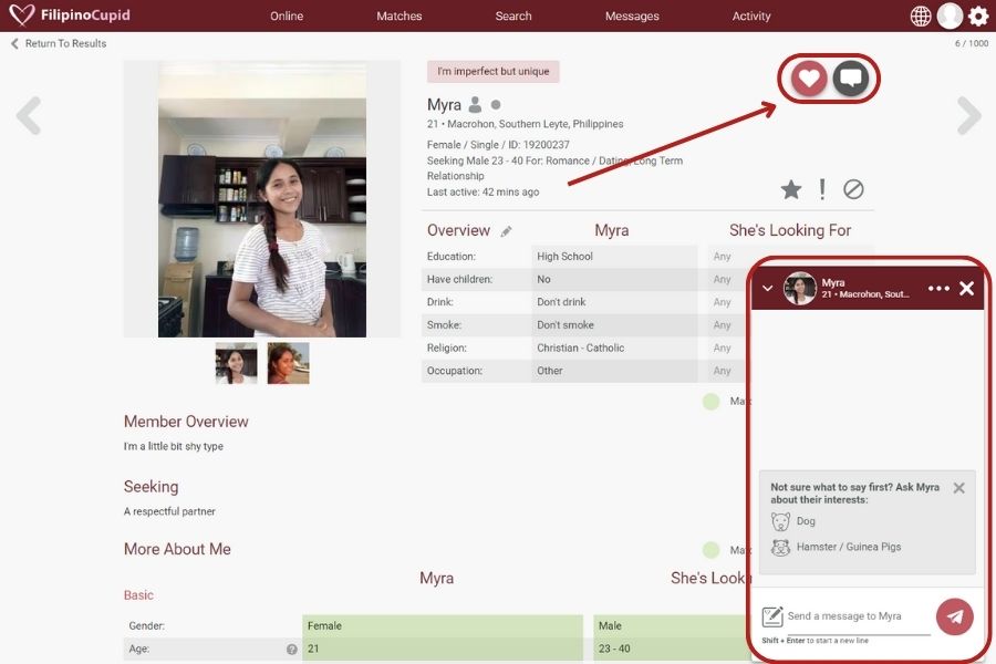 FilipinoCupid communication tools
