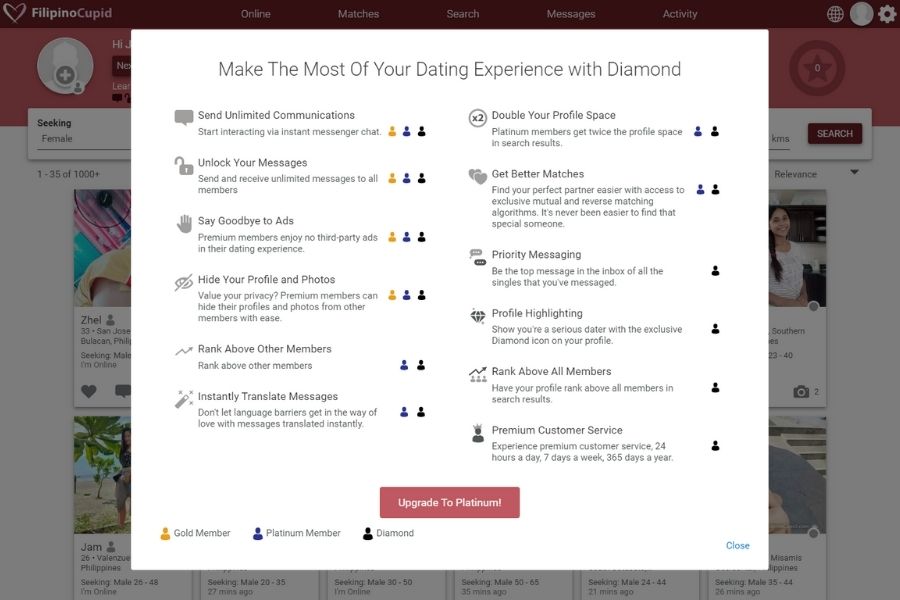 FilipinoCupid pro features