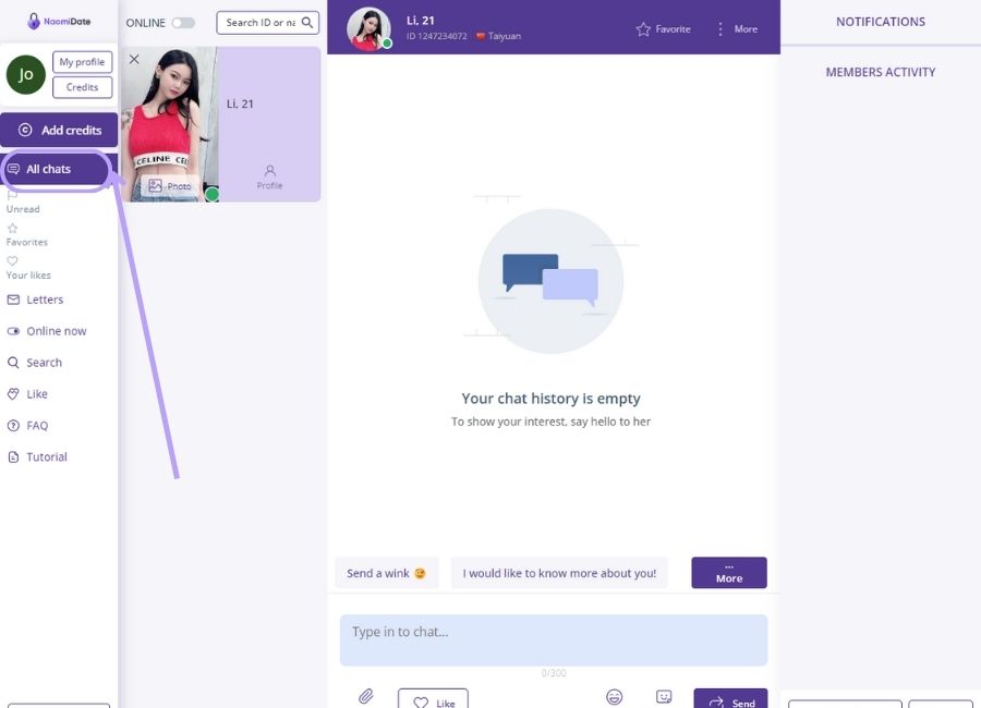 Chat on NaomiDate