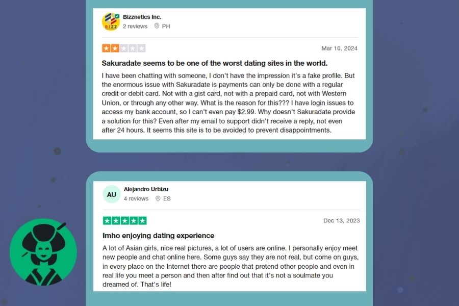 SakuraDate reviews on Trustpilot
