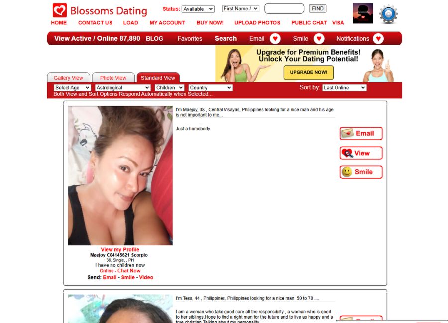 BlossomsDating interface