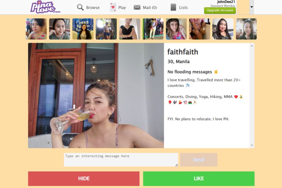PinaLove play feature